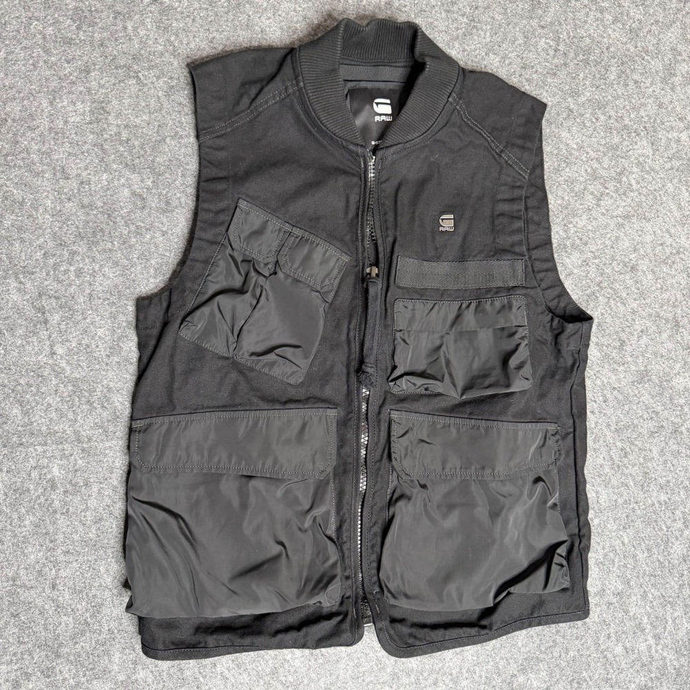 G-Star RAW Mens Utility Vest Black Tactical Cargo MultiPocket D18618-C409-6484 M